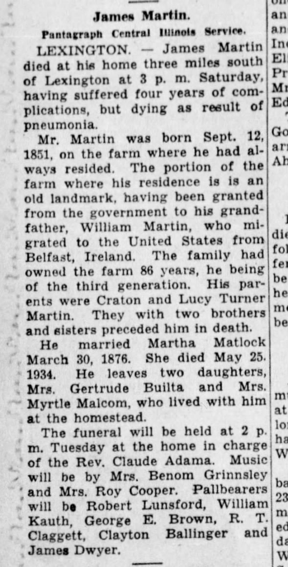 Clipping from The Pantagraph